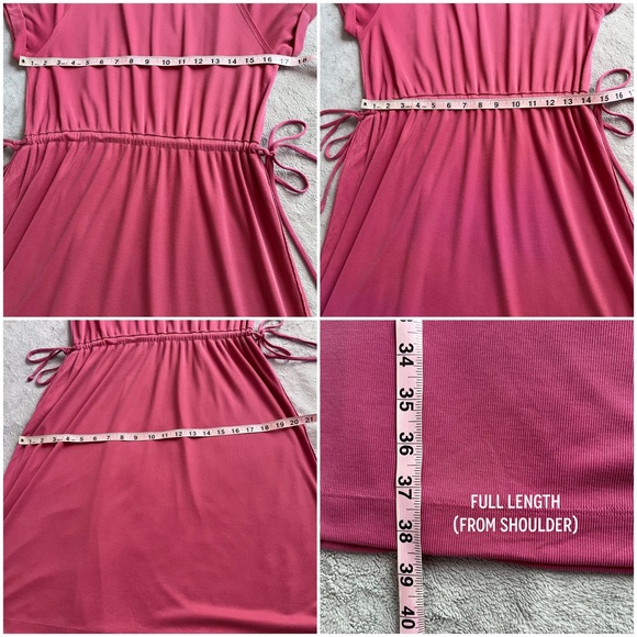 Anthropologie Saturday Sunday Waisted Cupro Ribbed Side Tie Dress Rose Pink Sz S - Picture 15 of 15